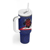 American Samoa Heart Tribal Personalized Tumbler With Handle Polynesian Patterns