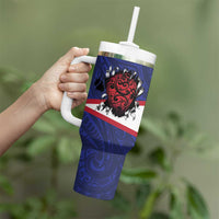 American Samoa Heart Tribal Personalized Tumbler With Handle Polynesian Patterns