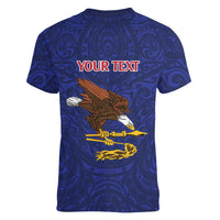 American Samoa Heart Tribal Personalized Women V-Neck T-Shirt Polynesian Patterns