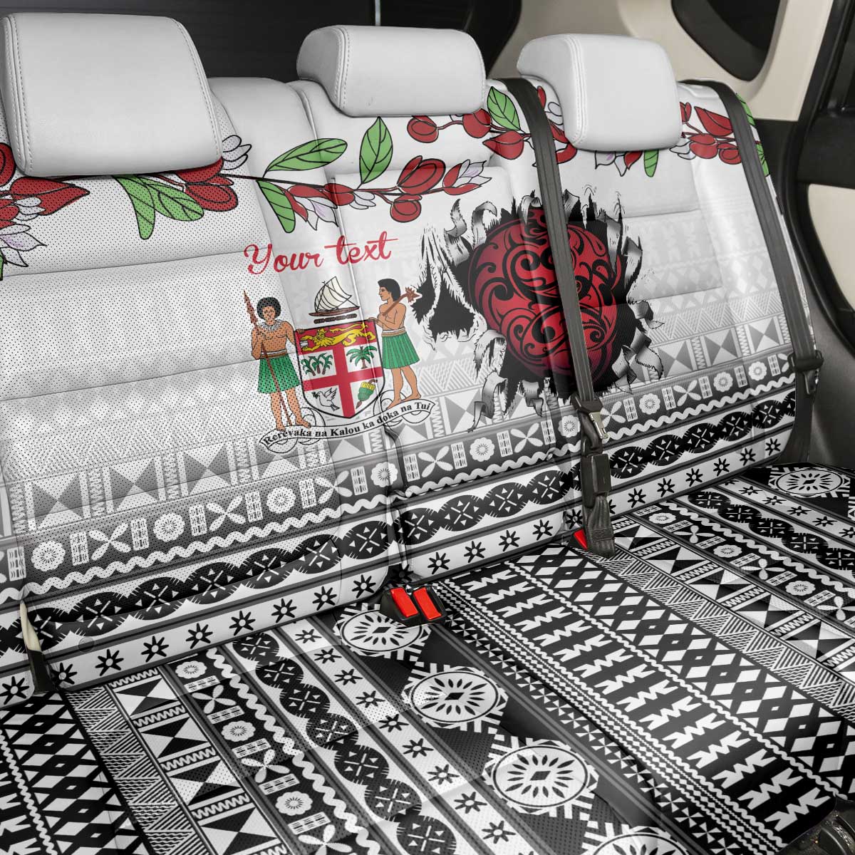 Fiji Heart Tribal Personalised Back Car Seat Cover Polynesian Patterns