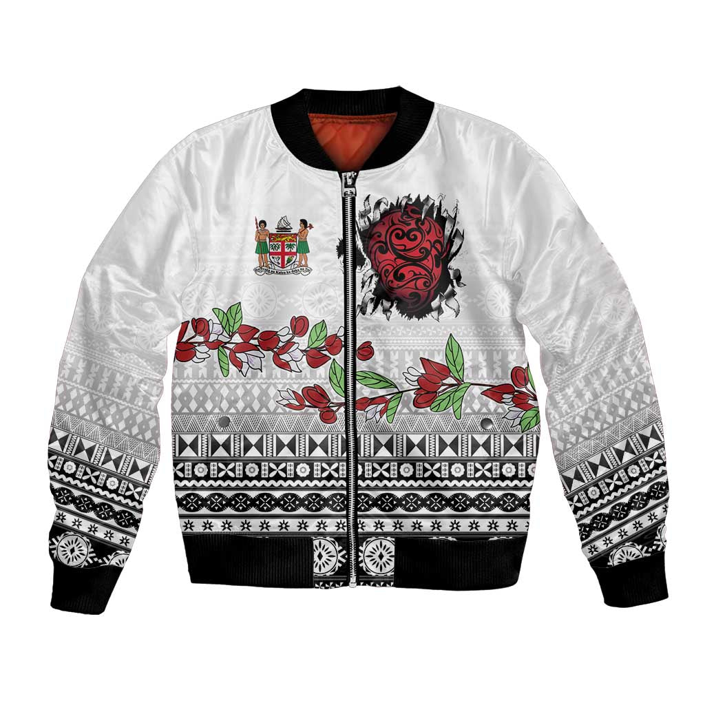 Fiji Heart Tribal Personalised Bomber Jacket Polynesian Patterns