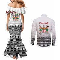 Fiji Heart Tribal Personalised Couples Matching Mermaid Dress and Long Sleeve Button Shirt Polynesian Patterns