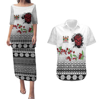 Fiji Heart Tribal Personalised Couples Matching Puletasi and Hawaiian Shirt Polynesian Patterns