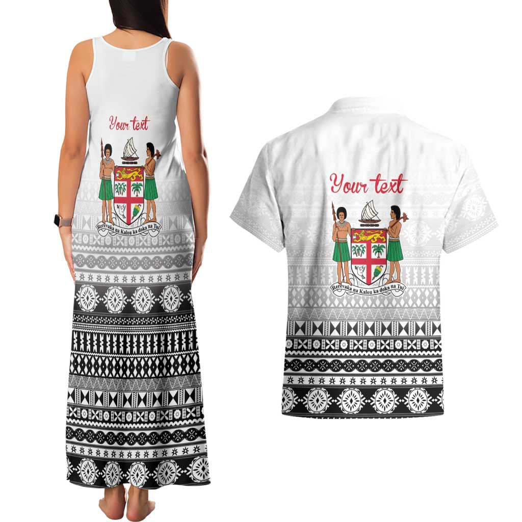 Fiji Heart Tribal Personalised Couples Matching Tank Maxi Dress and Hawaiian Shirt Polynesian Patterns