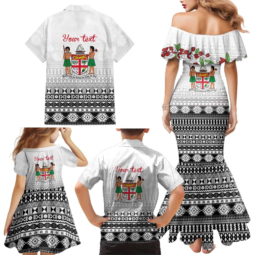 Fiji Heart Tribal Personalised Family Matching Mermaid Dress and Hawaiian Shirt Polynesian Patterns