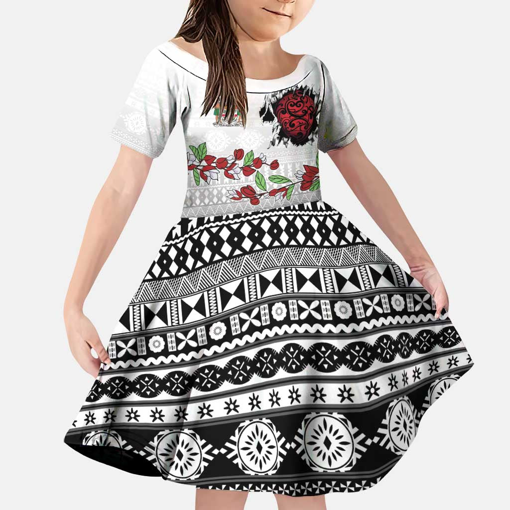 Fiji Heart Tribal Personalised Family Matching Off Shoulder Maxi Dress and Hawaiian Shirt Polynesian Patterns