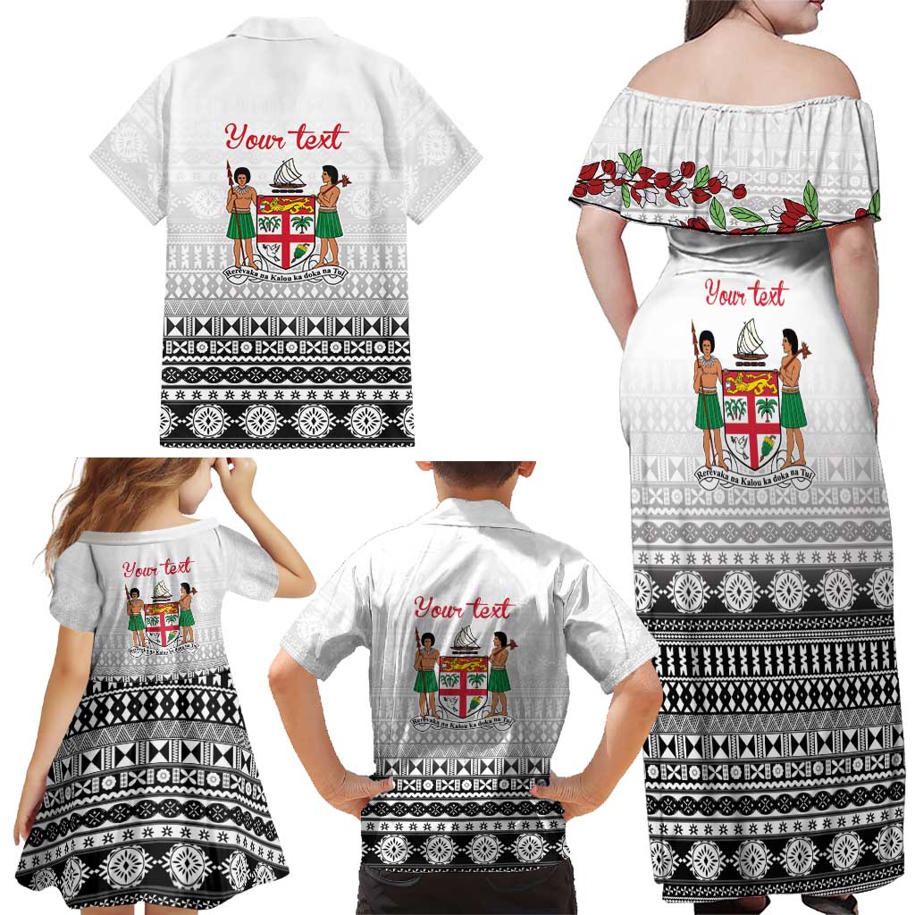 Fiji Heart Tribal Personalised Family Matching Off Shoulder Maxi Dress and Hawaiian Shirt Polynesian Patterns