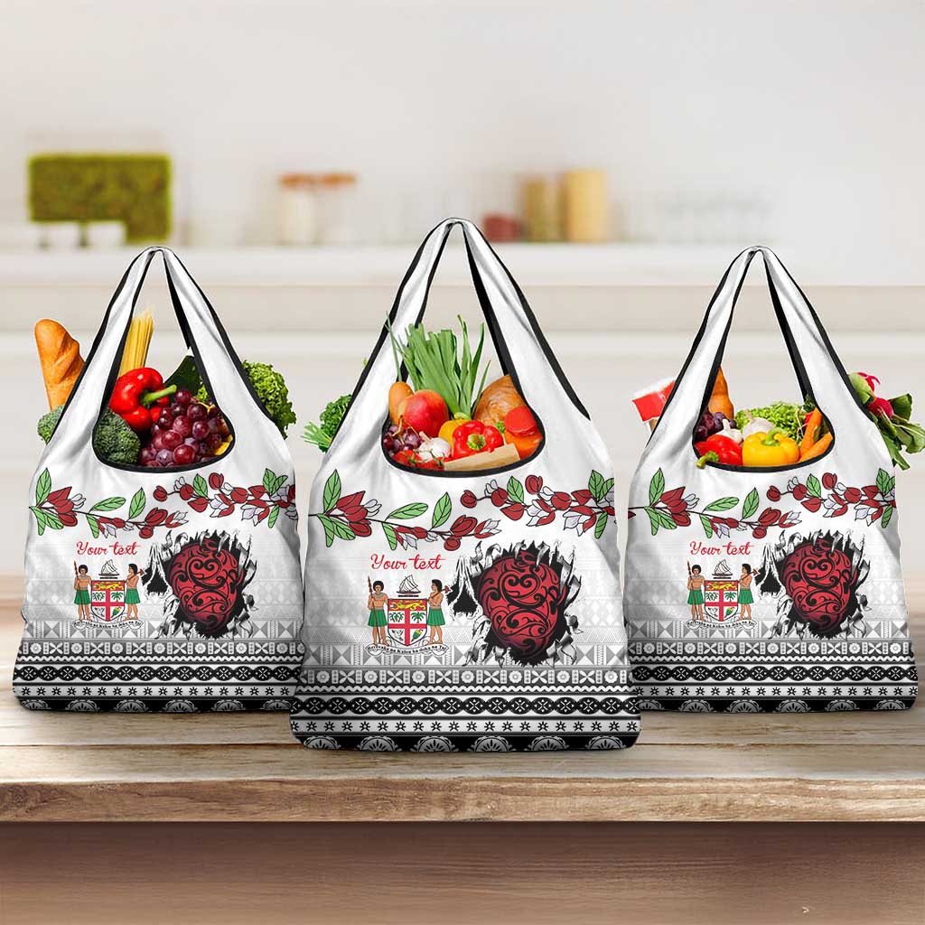 Fiji Heart Tribal Personalised Grocery Bag Polynesian Patterns