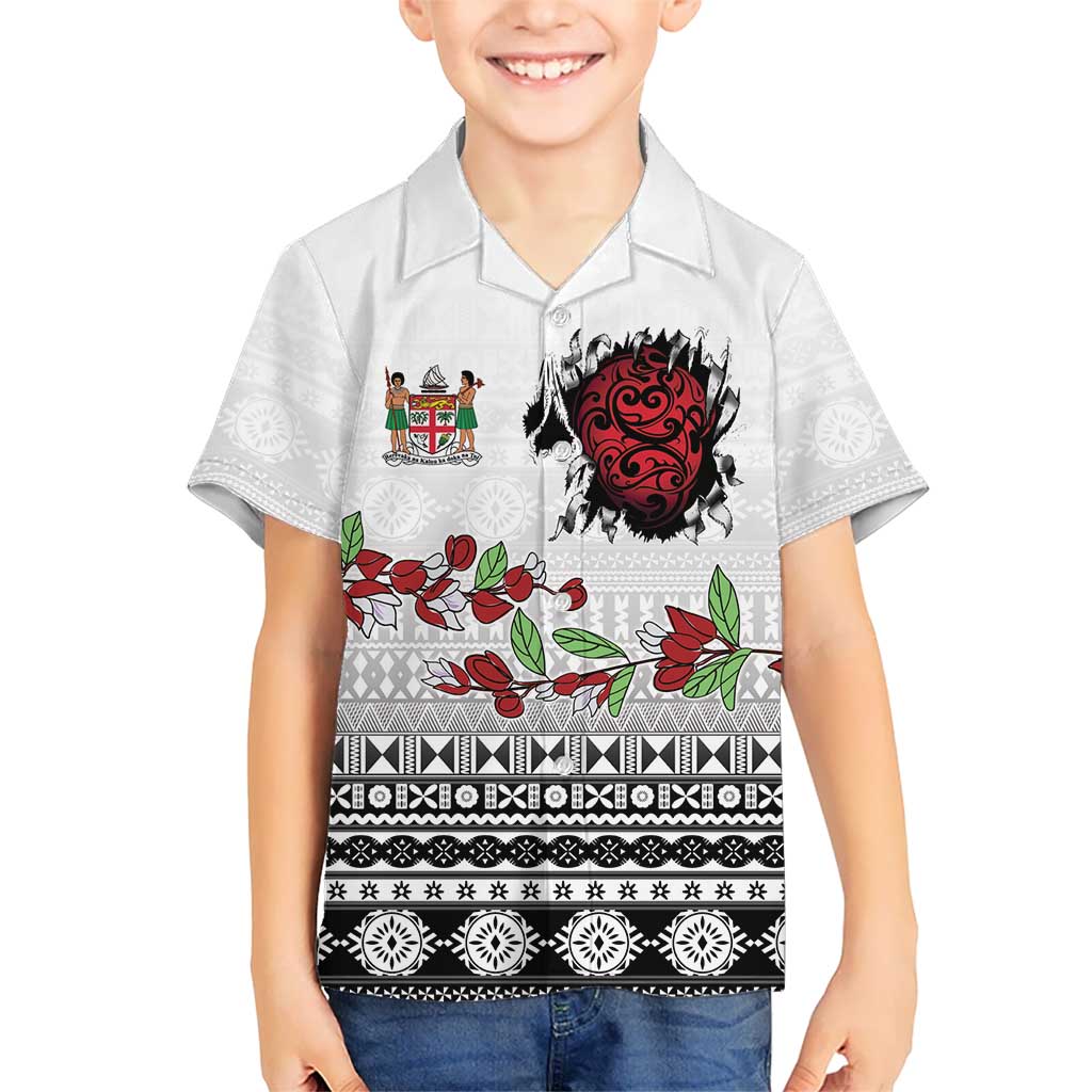 Fiji Heart Tribal Personalised Kid Hawaiian Shirt Polynesian Patterns