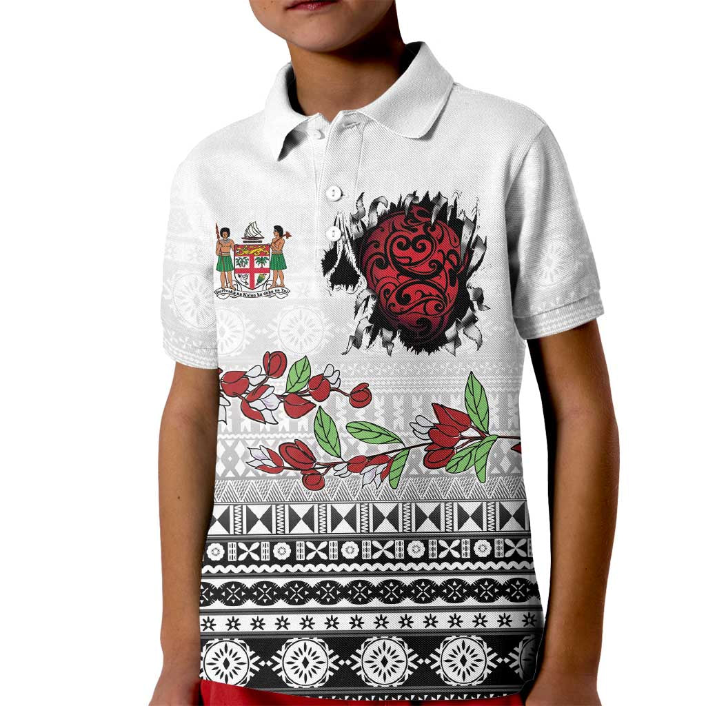 Fiji Heart Tribal Personalised Kid Polo Shirt Polynesian Patterns