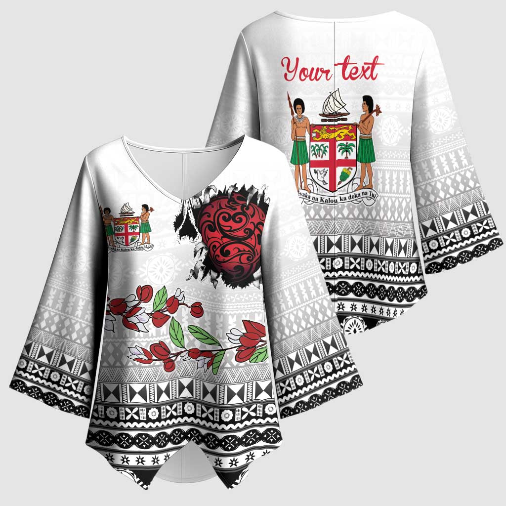 Fiji Heart Tribal Personalised Kimono Sleeve Blouse Polynesian Patterns