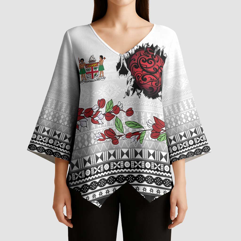 Fiji Heart Tribal Personalised Kimono Sleeve Blouse Polynesian Patterns