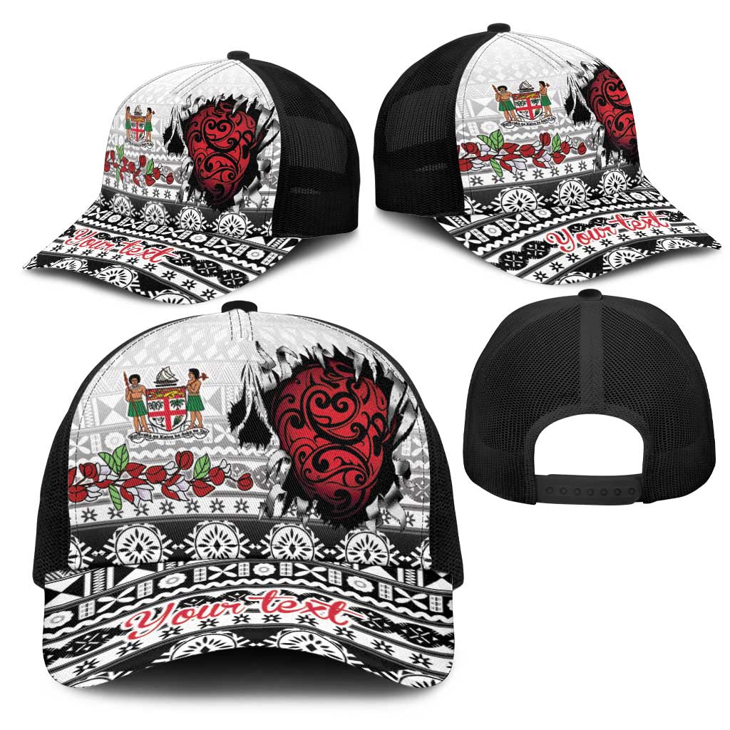 Fiji Heart Tribal Personalised Mesh Trucker Cap Polynesian Patterns