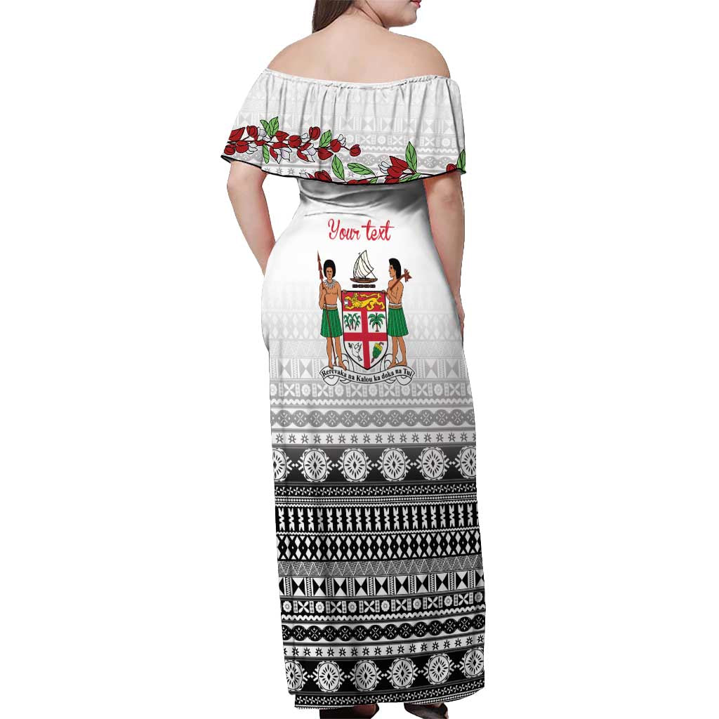 Fiji Heart Tribal Personalised Off Shoulder Maxi Dress Polynesian Patterns