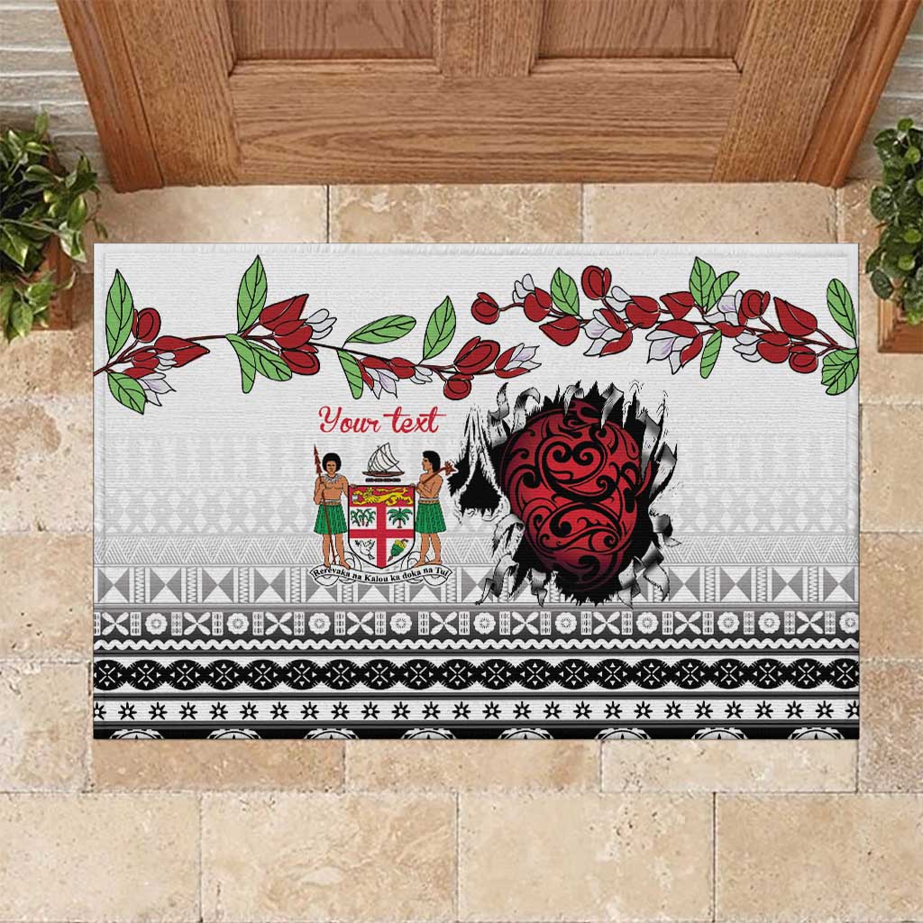 Fiji Heart Tribal Personalised Rubber Doormat Polynesian Patterns
