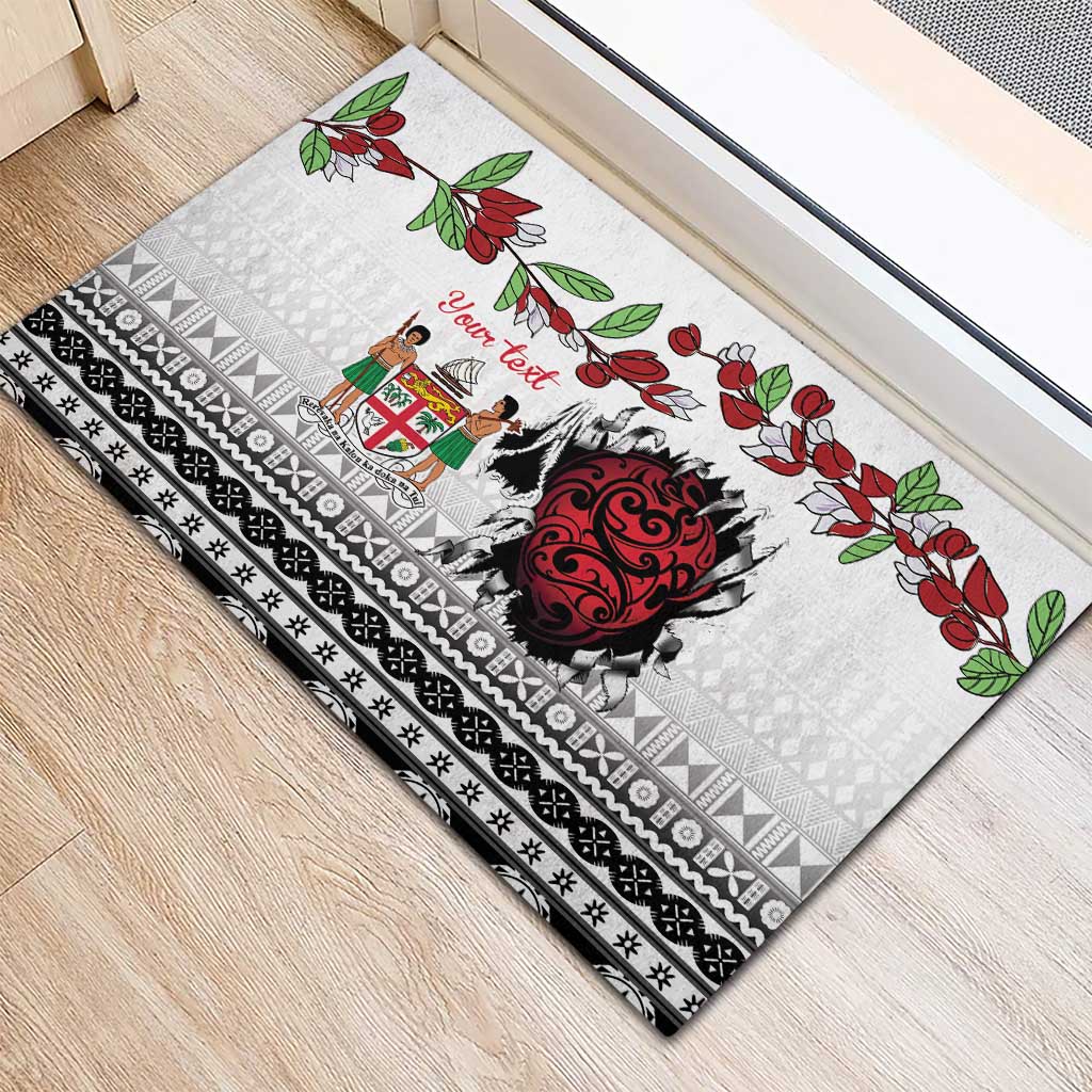 Fiji Heart Tribal Personalised Rubber Doormat Polynesian Patterns