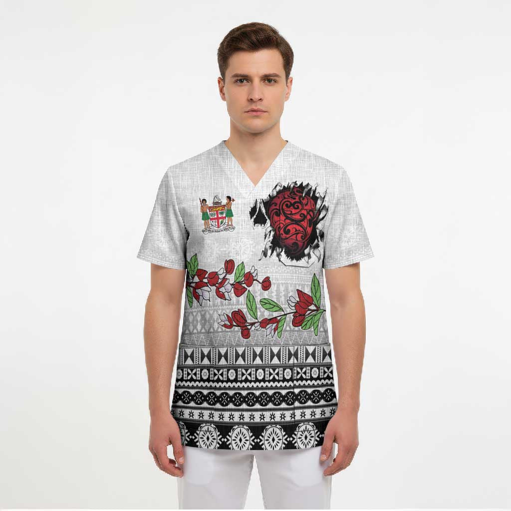 Fiji Heart Tribal Personalised Scrub Top Polynesian Patterns