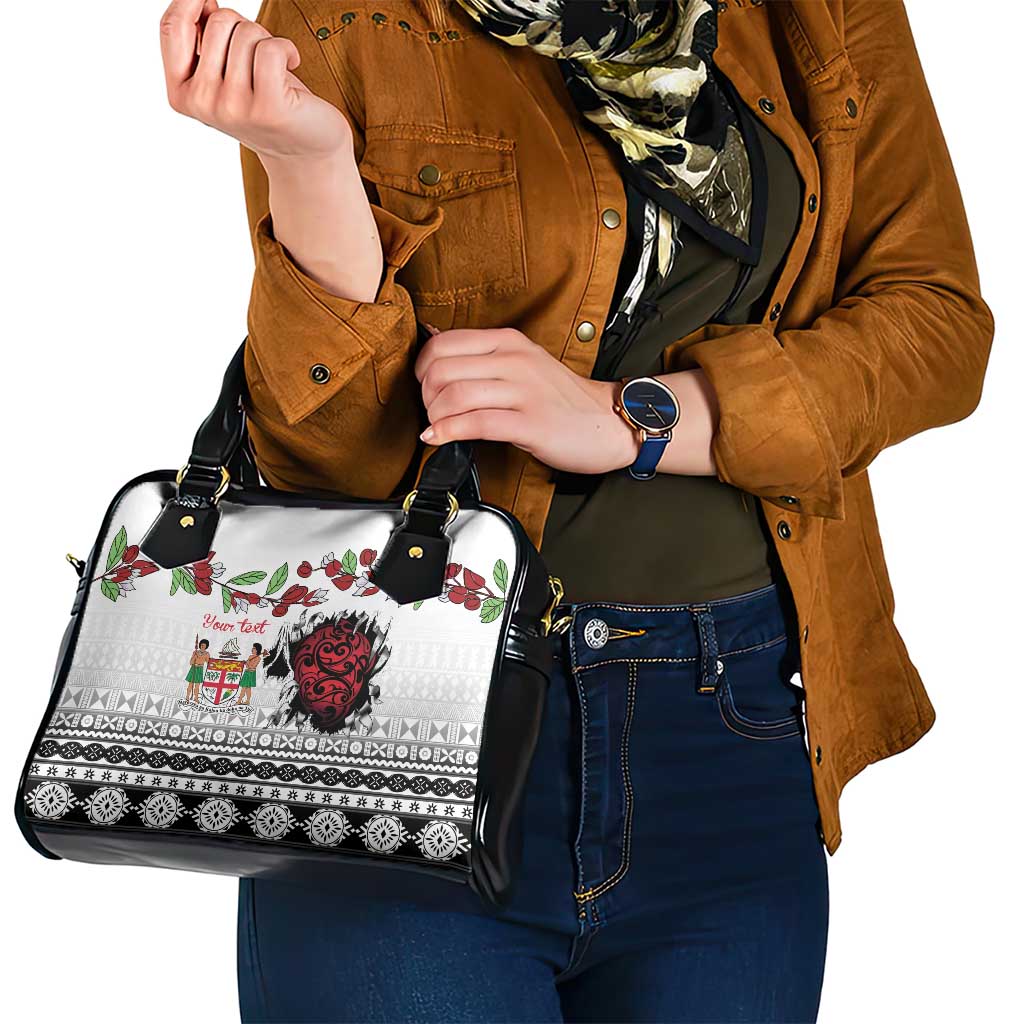 Fiji Heart Tribal Personalised Shoulder Handbag Polynesian Patterns