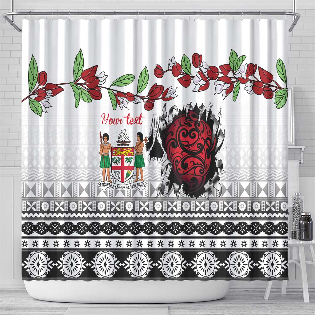Fiji Heart Tribal Personalised Shower Curtain Polynesian Patterns