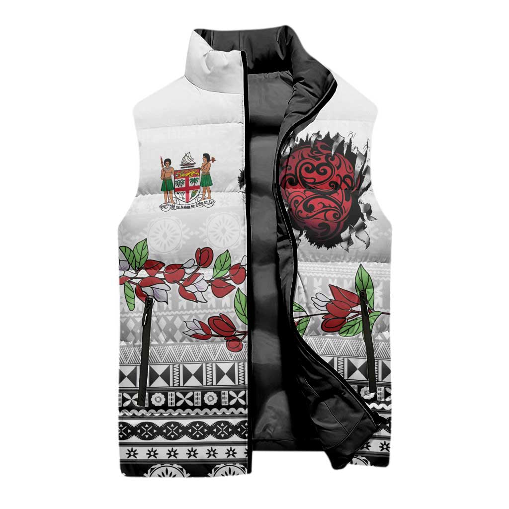 Fiji Heart Tribal Personalised Sleeveless Puffer Jacket Polynesian Patterns