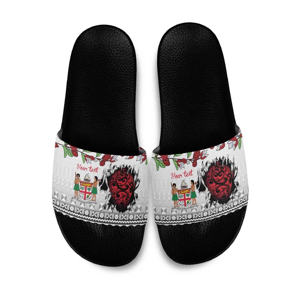 Fiji Heart Tribal Personalised Slide Sandals Polynesian Patterns