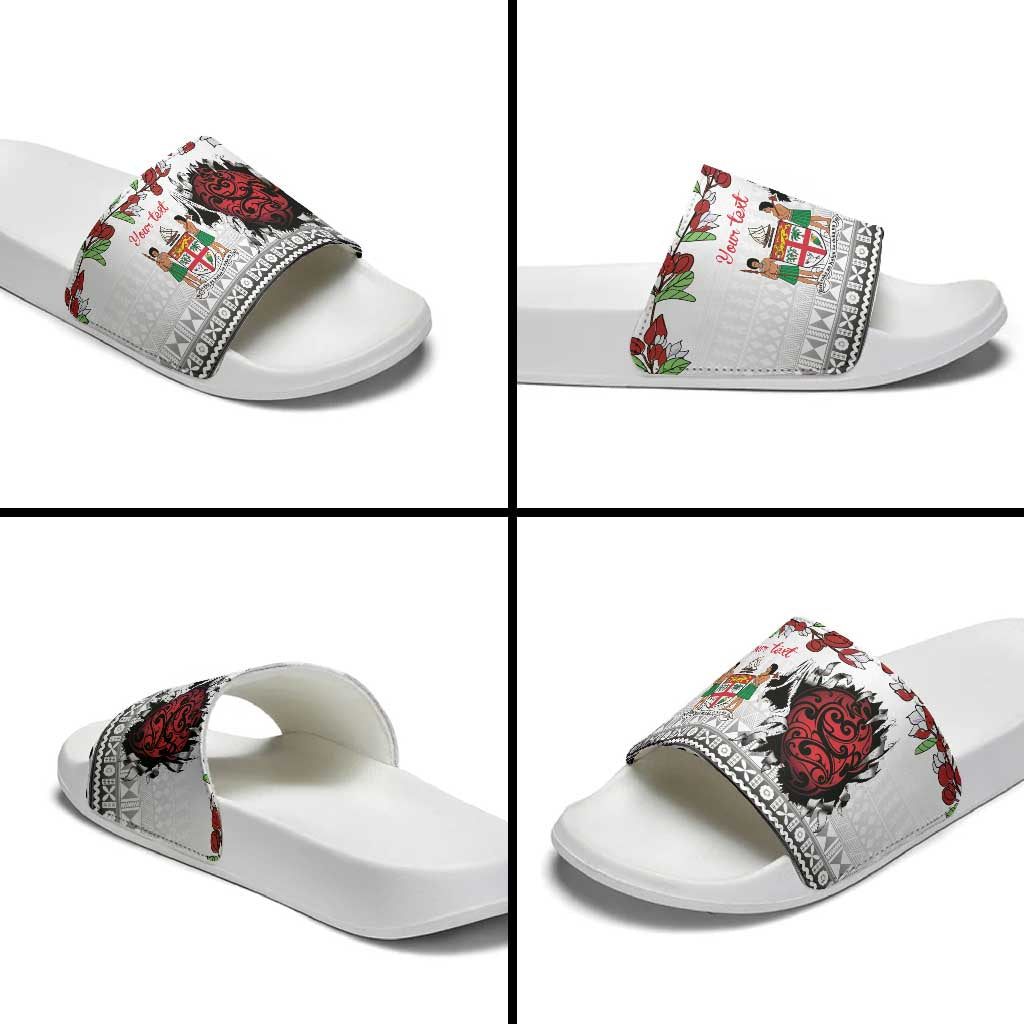 Fiji Heart Tribal Personalised Slide Sandals Polynesian Patterns