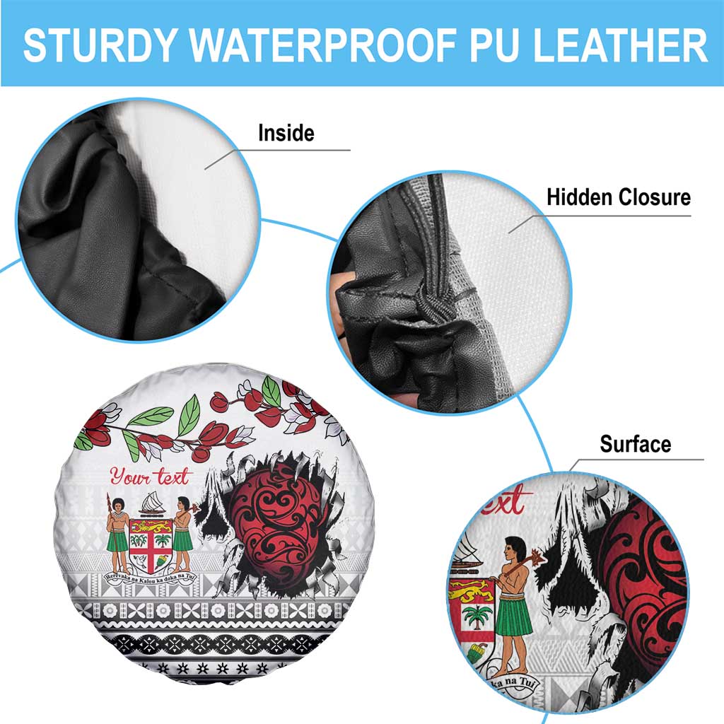 Fiji Heart Tribal Personalised Spare Tire Cover Polynesian Patterns