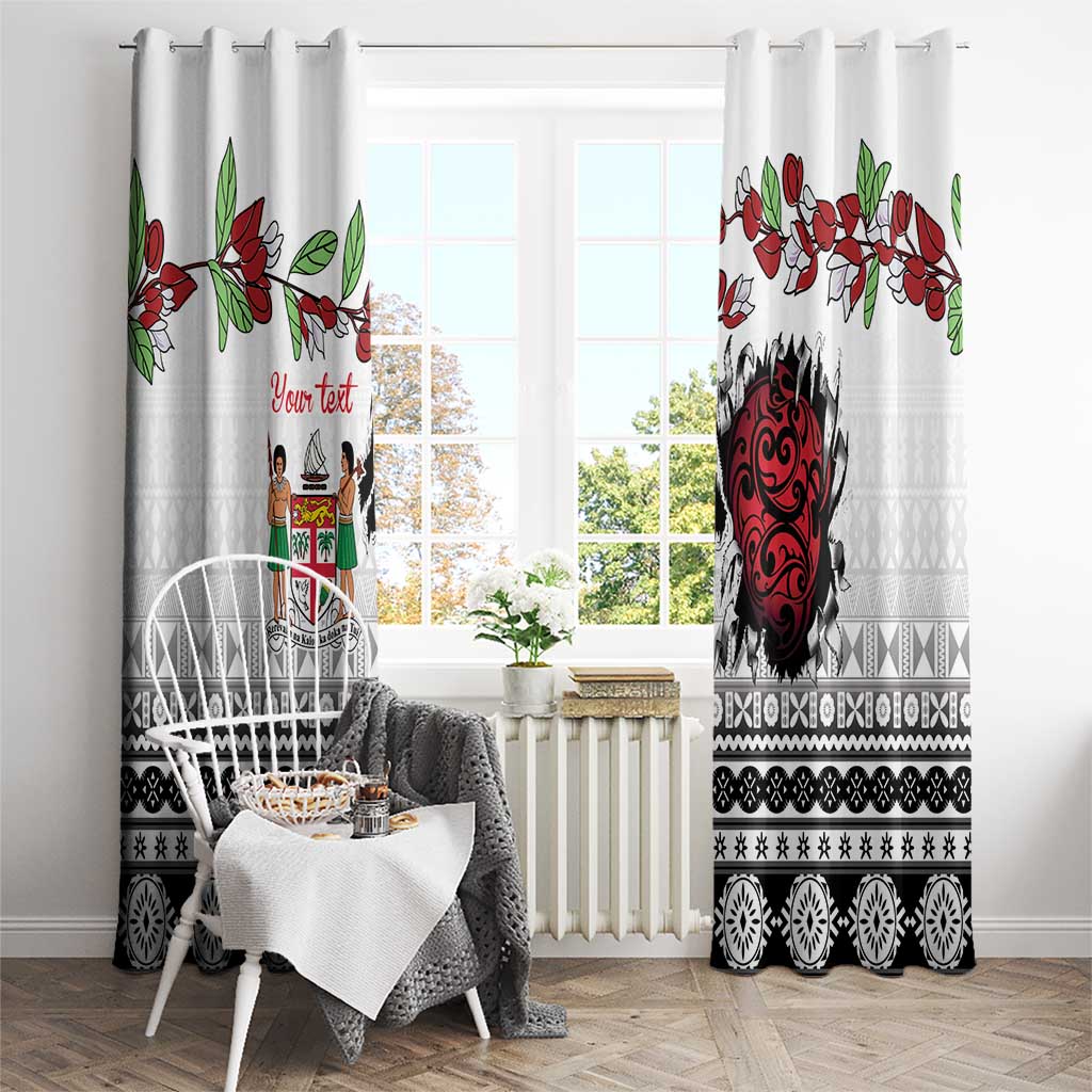 Fiji Heart Tribal Personalised Window Curtain Polynesian Patterns