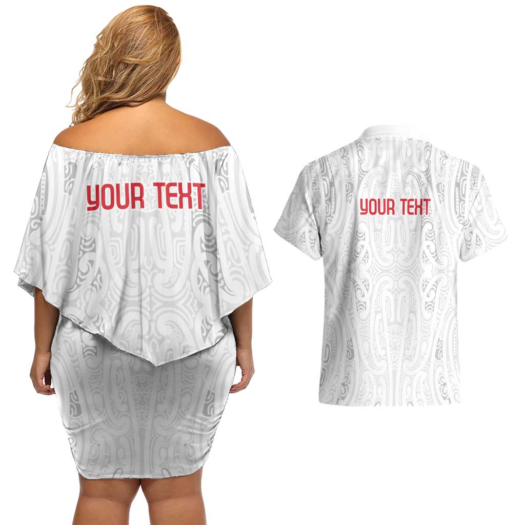 New Zealand Maori Heart Tribal Personalised Couples Matching Off Shoulder Short Dress and Hawaiian Shirt Polynesian Patterns