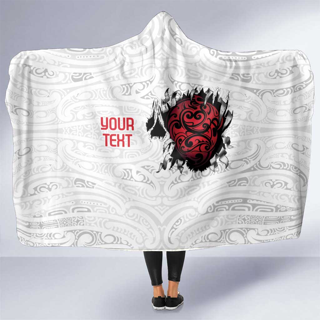 New Zealand Maori Heart Tribal Personalised Hooded Blanket Polynesian Patterns