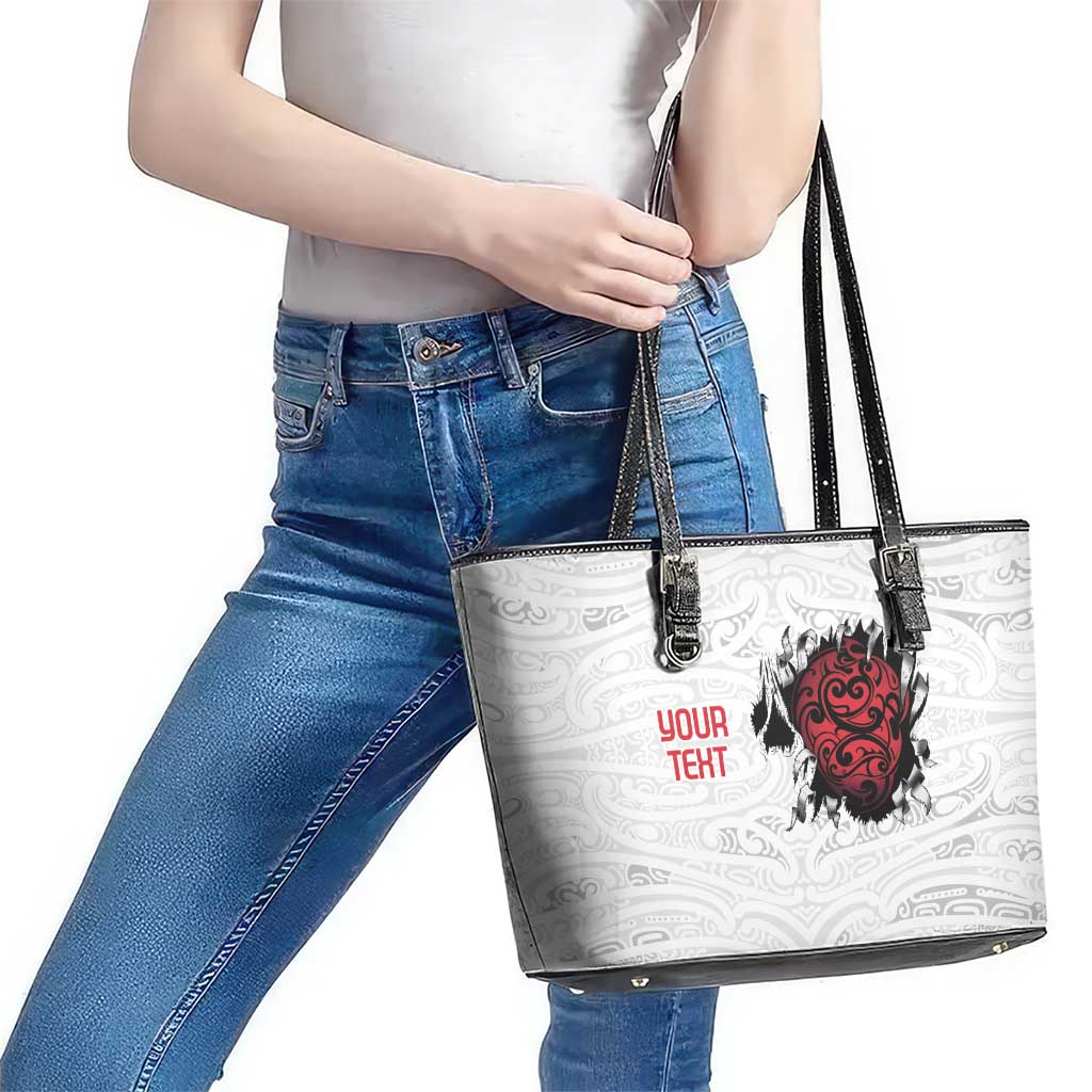 New Zealand Maori Heart Tribal Personalised Leather Tote Bag Polynesian Patterns