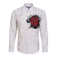 New Zealand Maori Heart Tribal Personalised Long Sleeve Button Shirt Polynesian Patterns LT9 Unisex White - Polynesian Pride