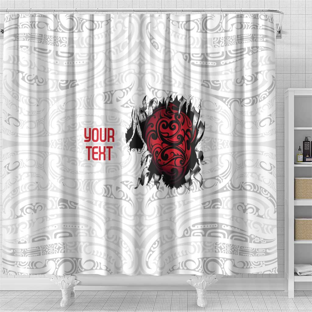 New Zealand Maori Heart Tribal Personalised Shower Curtain Polynesian Patterns