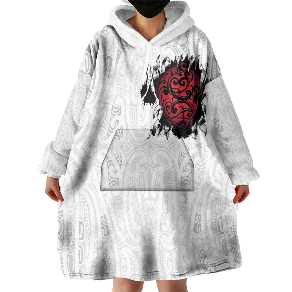 New Zealand Maori Heart Tribal Personalised Wearable Blanket Hoodie Polynesian Patterns LT9 - Polynesian Pride