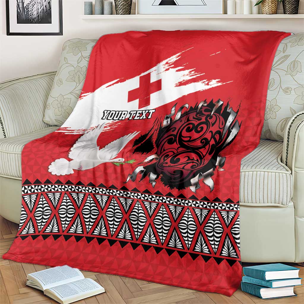 Tonga Heart Tribal Personalised Blanket Polynesian Patterns