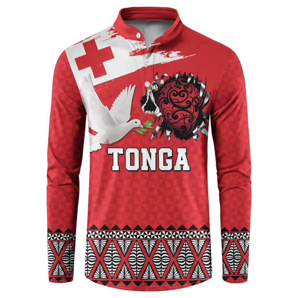 Tonga Heart Tribal Personalised Button Sweatshirt Polynesian Patterns