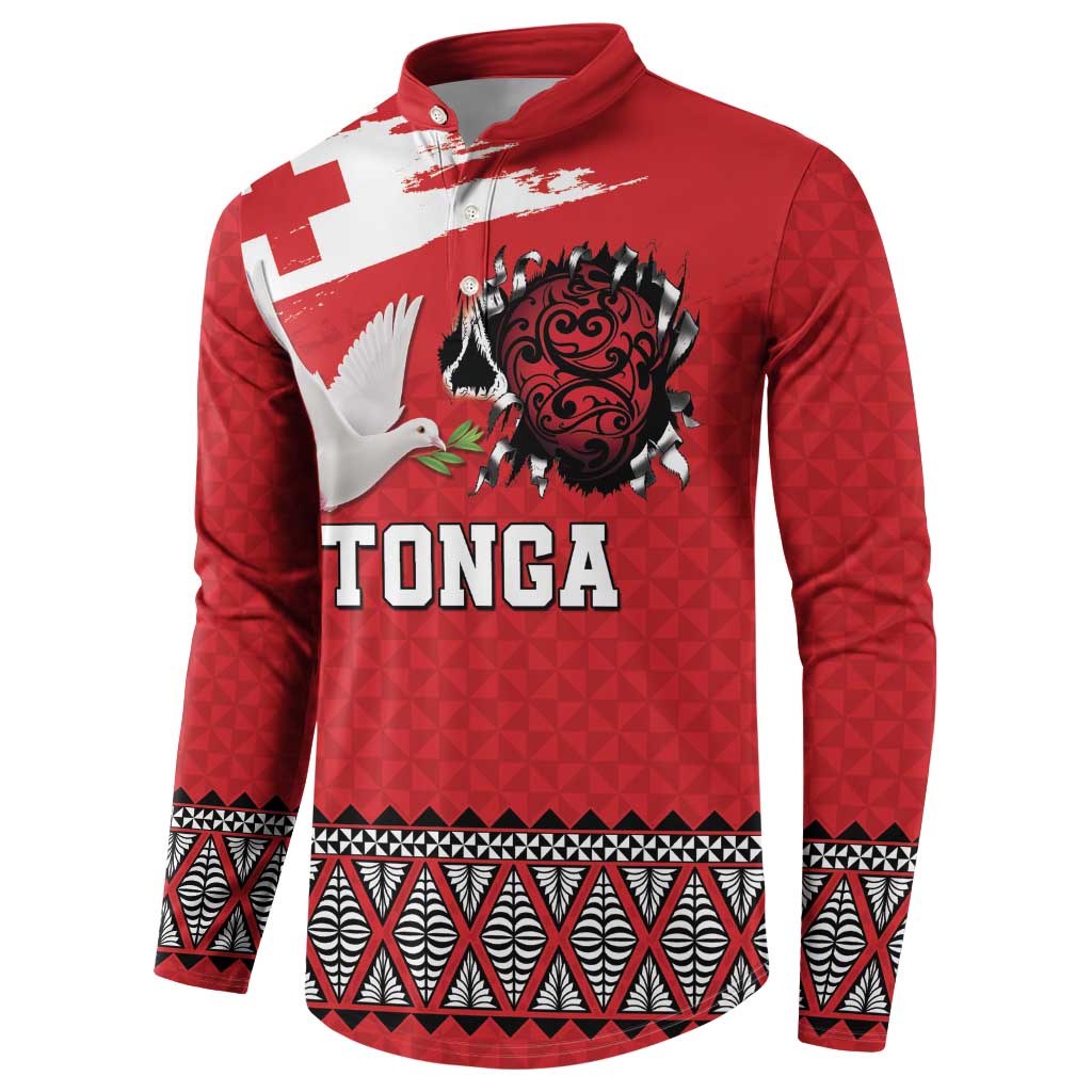 Tonga Heart Tribal Personalised Button Sweatshirt Polynesian Patterns