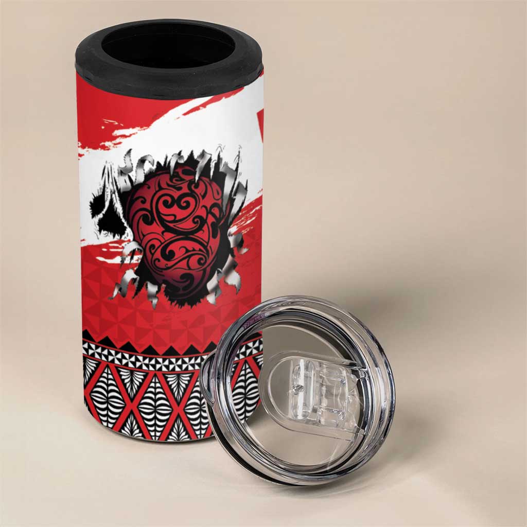 Tonga Heart Tribal Personalised 4 in 1 Can Cooler Tumbler Polynesian Patterns
