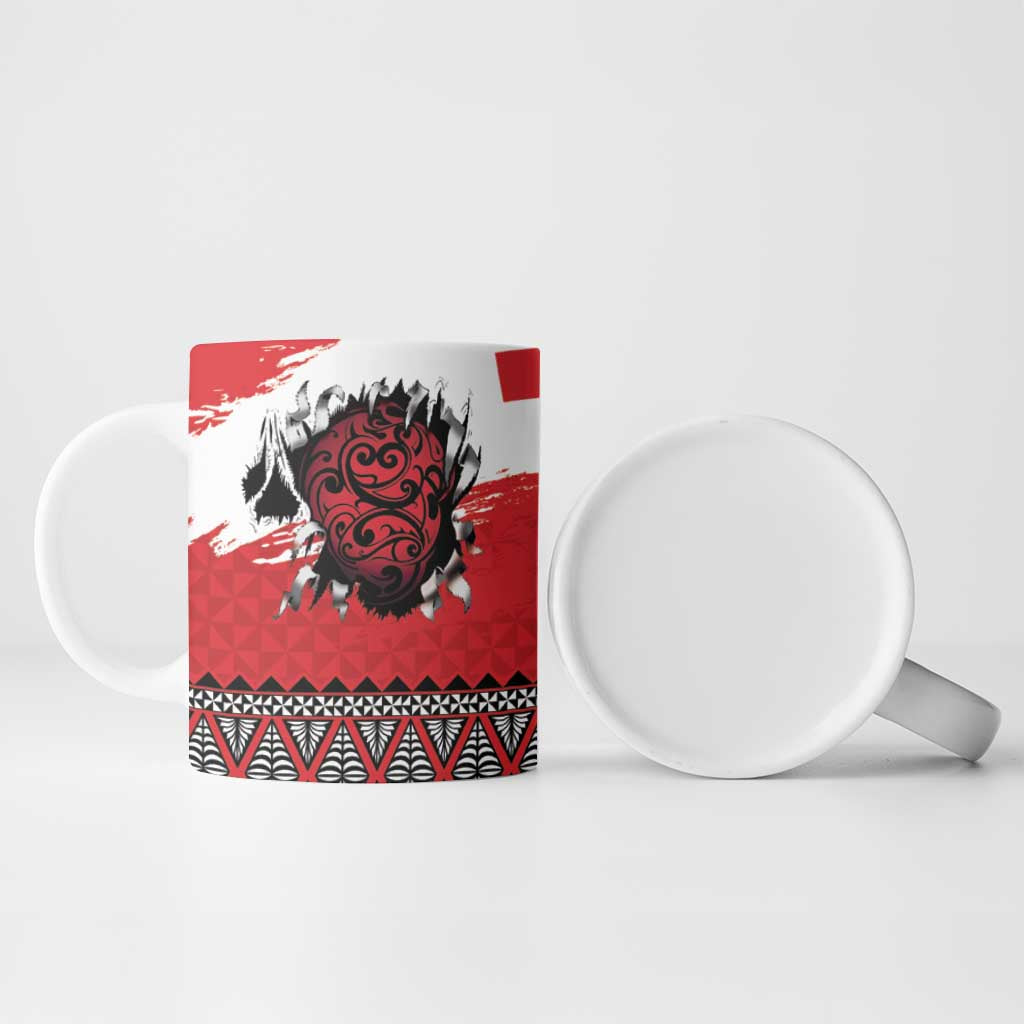 Tonga Heart Tribal Personalised Ceramic Mug Polynesian Patterns