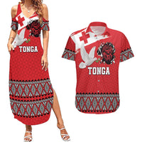 Tonga Heart Tribal Personalised Couples Matching Summer Maxi Dress and Hawaiian Shirt Polynesian Patterns