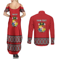 Tonga Heart Tribal Personalised Couples Matching Summer Maxi Dress and Long Sleeve Button Shirt Polynesian Patterns LT9 - Polynesian Pride