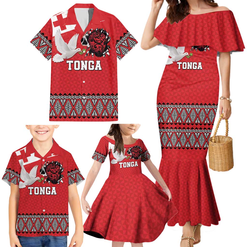 Tonga Heart Tribal Personalised Family Matching Mermaid Dress and Hawaiian Shirt Polynesian Patterns