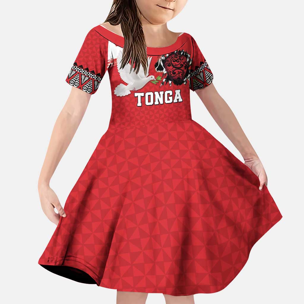 Tonga Heart Tribal Personalised Family Matching Off Shoulder Short Dress and Hawaiian Shirt Polynesian Patterns