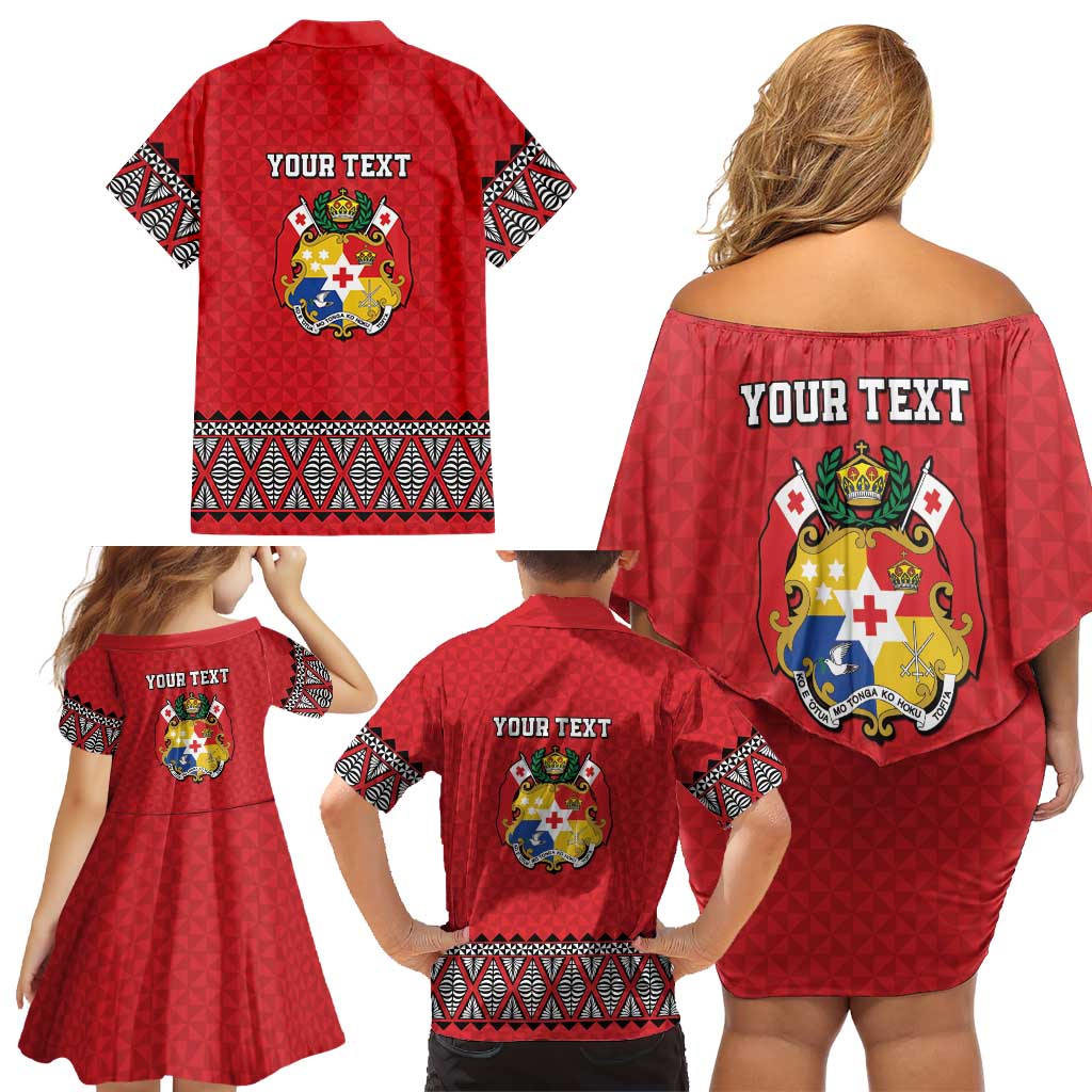 Tonga Heart Tribal Personalised Family Matching Off Shoulder Short Dress and Hawaiian Shirt Polynesian Patterns