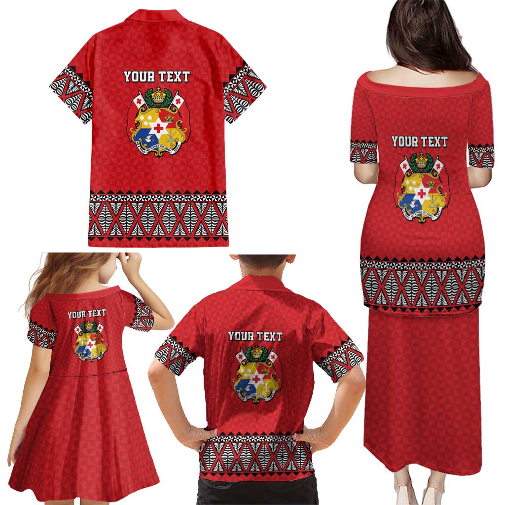 Tonga Heart Tribal Personalised Family Matching Puletasi and Hawaiian Shirt Polynesian Patterns