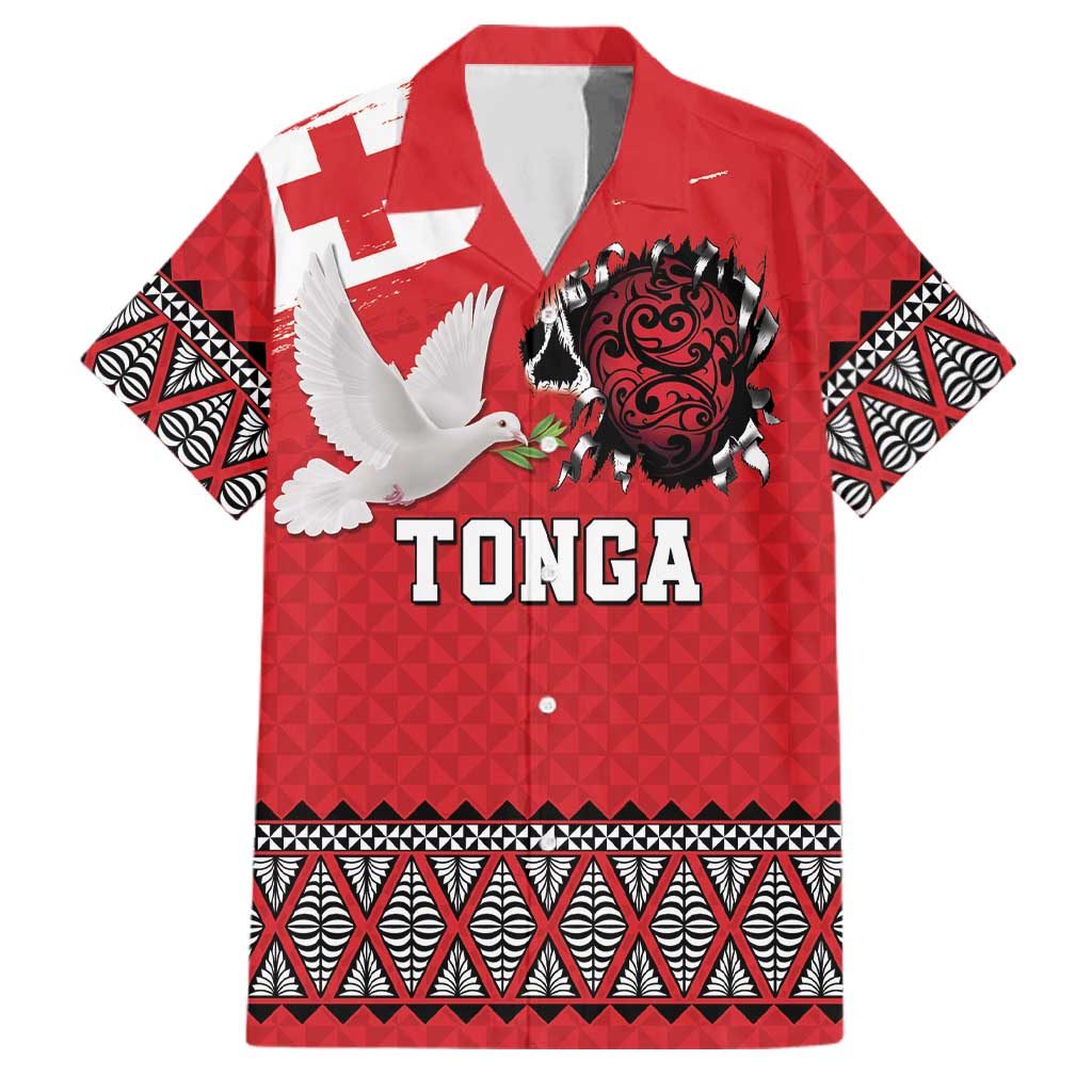 Tonga Heart Tribal Personalised Family Matching Puletasi and Hawaiian Shirt Polynesian Patterns