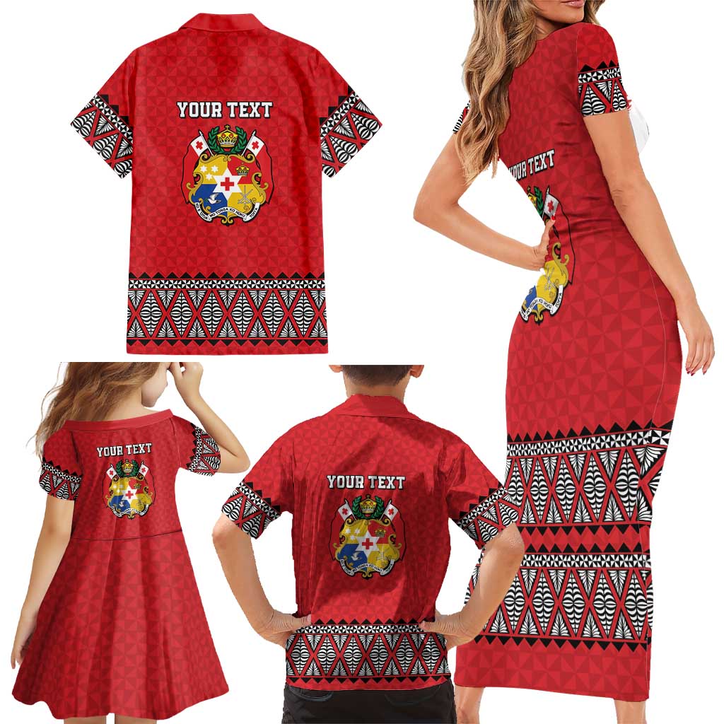 Tonga Heart Tribal Personalised Family Matching Short Sleeve Bodycon Dress and Hawaiian Shirt Polynesian Patterns