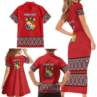 Tonga Heart Tribal Personalised Family Matching Short Sleeve Bodycon Dress and Hawaiian Shirt Polynesian Patterns