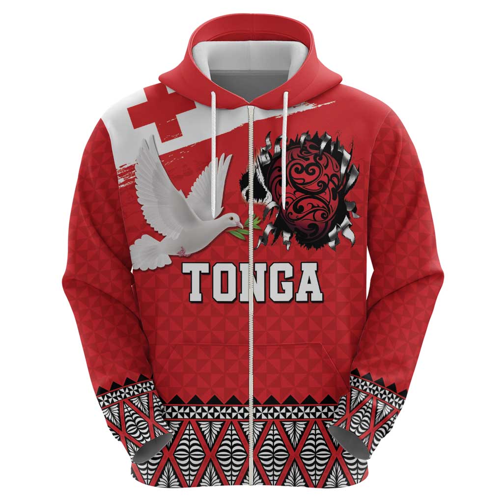 Tonga Heart Tribal Personalised Hoodie Polynesian Patterns