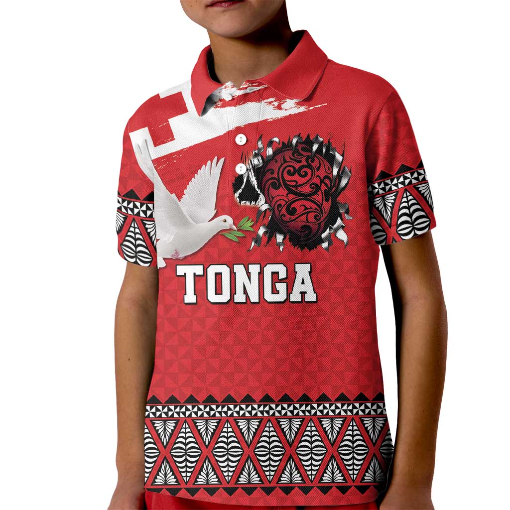 Tonga Heart Tribal Personalised Kid Polo Shirt Polynesian Patterns